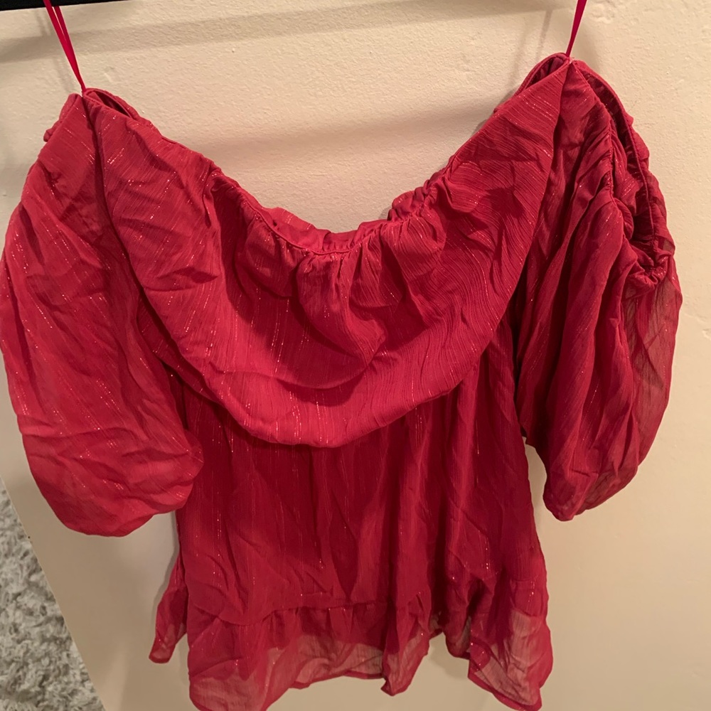 Red off the shoulder dress